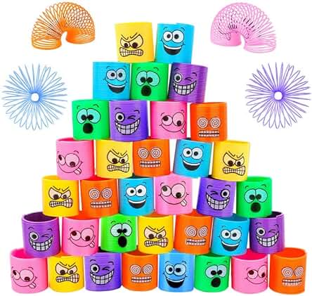 MOOING 36 PCS Juguetes de Primavera,Muelles Juguetes Niños,Mágico Colorido Muelles,Arcoiris Espiral Primavera para Cumpleaños Regalos Fiestas,Rellenar Bolsas Fiesta,Verde con 6 Colores（31 * 19 * 3.8）