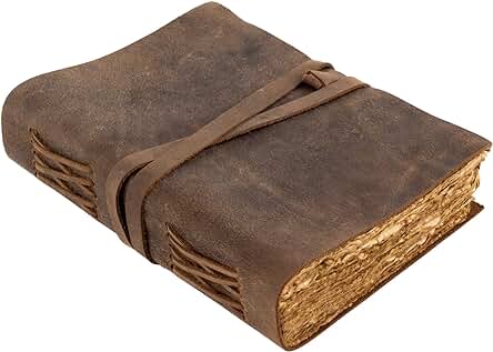 Moonster Cuaderno Cuero, 240 Páginas de Papel de Algodón sin Madera con Bordes Irregulares – Cuaderno de Notas – Diario Vintage Hecho a Mano – Diario Personal Estilo Antiguo 20x15cm Moonster Cuaderno Cuero, 240 Páginas de Papel de Algodón sin Madera con Bordes Irregulares – Cuaderno de Notas – Diario Vintage Hecho a Mano – Diario Personal Estilo Antiguo 20x15cm