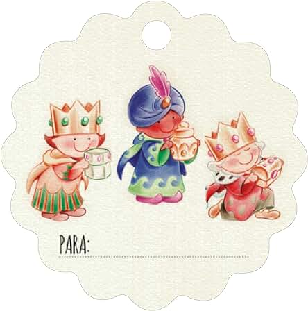 Mopec Tarjeta Redonda Ondulada con Reyes Magos, Pack de 28 Unidades, Papel, Blanco, 2x4x4 cm