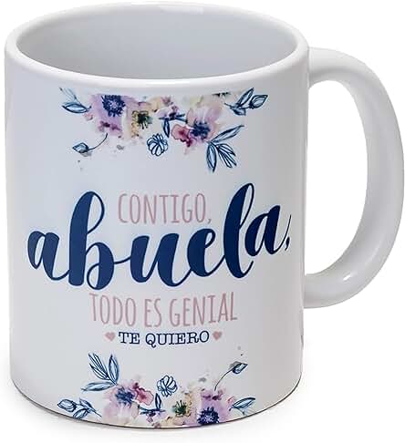 Mopec Taza Contigo Abuela, Porcelana, 250 ml Blanco, 1 Unidad (Paquete de 1)