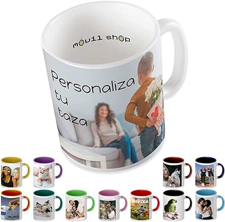 Movilshop Taza Personalizada Personaliza Tu Taza con Foto y Texto Imagen de Cerámica con Familiares, Amigos, Niños - Regalo Original para Empezar el día Tomando Café Cargadito o té.