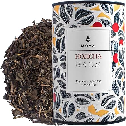 Moya Hojicha Té Verde Orgánico en Hojas Sueltas | 60g | El Mejor Té de Calidad de Japón | Amigable para Veganos y Vegetarianos | Lata de Té | Perfecto para un Regalo