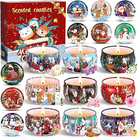 MOYKSRR Velas Perfumadas, 9 Piezas Velas Perfumadas Juego de Regalo, Caja de Regalo con Velas Navideñas, Cera de Soja Natural, Velas Aromaticas para Baño Yoga San Valentín Cumpleaños Navidad Mujer MOYKSRR Velas Perfumadas, 9 Piezas Velas Perfumadas Juego de Regalo, Caja de Regalo con Velas Navideñas, Cera de Soja Natural, Velas Aromaticas para Baño Yoga San Valentín Cumpleaños Navidad Mujer