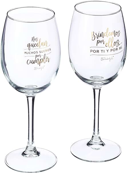 Mr. Wonderful Set de 2 Copas de Vino para Novios: Nos Quedan Muchos Sueños por Cumplir, 47cl, Multicolor, Talla única, 2