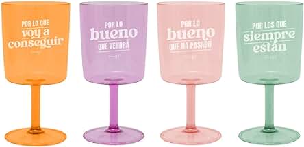 Mr. Wonderful Set de 4 Vasos de vino para Brindar por mil Motivos