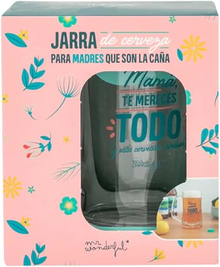 Mr. Wonderful WOA11736ES Jarra de Cerveza - Mamá, te Mereces todo (y esta Cervecita, También), 500 ml