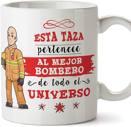 MUGFFINS Bombero Tazas Originales de Café y Desayuno para Regalar a Trabajadores Profesionales - Esta taza Pertenece al Mejor Bombero del Universo - Cerámica 350 ml