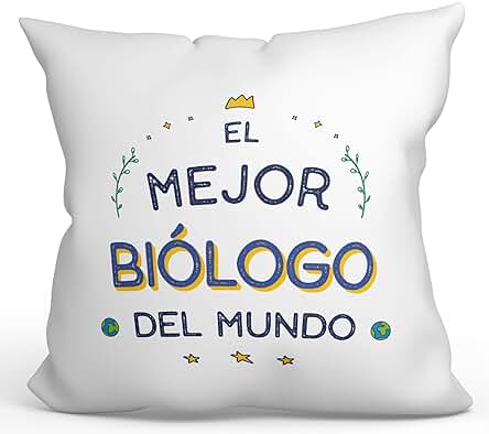 MUGFFINS Cojín 40x40 cm para BIÓLOGO Hombre Relleno Incluído - En Español - Mejor del Mundo - Regalo Original y Divertido