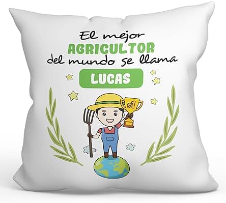 MUGFFINS Cojín Personalizable 40x40 cm para Agricultor Hombre Relleno Incluído - En Español - Eres Mejor del Mundo - Regalo Original y Divertido MUGFFINS Cojín Personalizable 40x40 cm para Agricultor Hombre Relleno Incluído - En Español - Eres Mejor del Mundo - Regalo Original y Divertido