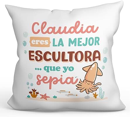 MUGFFINS Cojín Personalizable 40x40 cm para ESCULTORA Mujer Relleno Incluído - En Español - Mejor Que yo Sepia - Regalo Original y Divertido
