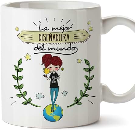 MUGFFINS Diseñadora Tazas Originales de Café y Desayuno para Regalar a Trabajadores Profesionales - La Mejor Diseñadora del Mundo - Cerámica 350 ml MUGFFINS Diseñadora Tazas Originales de Café y Desayuno para Regalar a Trabajadores Profesionales - La Mejor Diseñadora del Mundo - Cerámica 350 ml