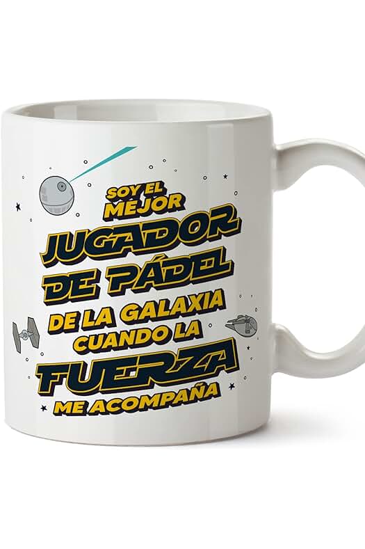 MUGFFINS MUGFFINS Tazas para JUGADOR DE PADEL Hombre - En Español - Mejor de la Galaxia Cuando Fuerza me Acompaña - 11 oz / 330 ml - Regalo Original y Divertido