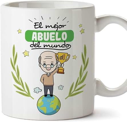 MUGFFINS Taza Abuelo - El Mejor Abuelo del Mundo - Taza Desayuno/Idea Regalo Original/Día del Padre para Abuelitos. Cerámica 350 mL