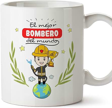 MUGFFINS Taza Bombero (Mejor del Mundo) - Regalos Originales y Divertidos de Bombero