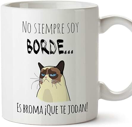 MUGFFINS Taza de Cerámica Graciosa - No Siempre Soy Borde, es Broma - 350 ml - Frases de Humor Sarcástico