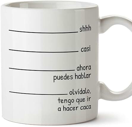 MUGFFINS Taza Graciosa - Shhh Casi… Tengo que ir a Hacer caca - Regalos Divertidos de Desayuno. Cerámica 350 mL