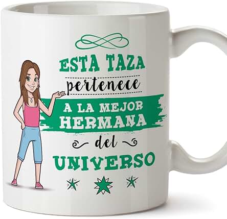 MUGFFINS Taza Hermana - Esta Taza Pertenece a la Mejor Hermana del Universo - Taza Desayuno/Idea Regalo Cumpleaños para Hermanitas. Cerámica 350 mL