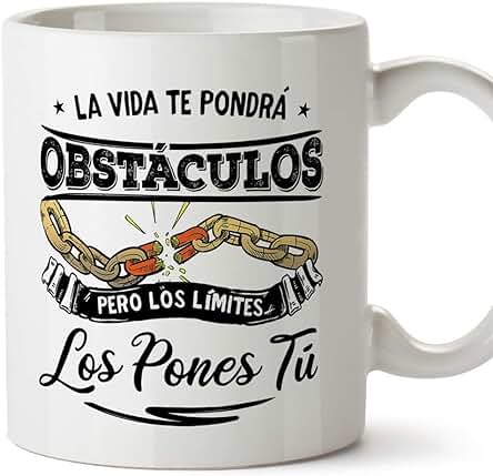 MUGFFINS Taza Motivacional La vida te Pondrá Obstáculos, pero los Límites los Pones tú - Regalos para Animar y Motivar en el Desayuno