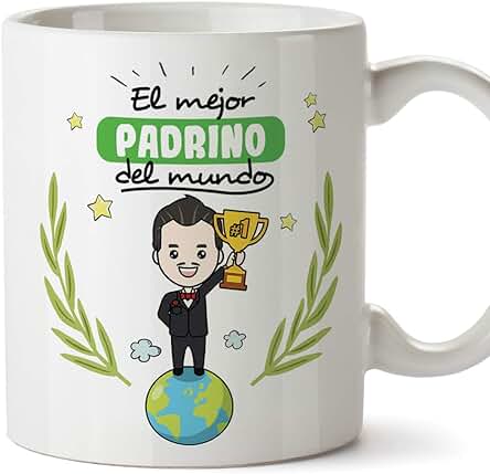 MUGFFINS Taza Padrino - El Mejor Padrino del Mundo - Taza Desayuno/Idea Regalo Original/Día de Pascua para Padrinos. Cerámica 350 mL