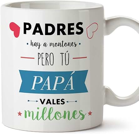 MUGFFINS Taza Papá - Padres hay a Montones pero tú PAPÁ Vales Millones - Taza Desayuno con Frases/Mensajes. Idea Regalo Día del Padre. Cerámica 3