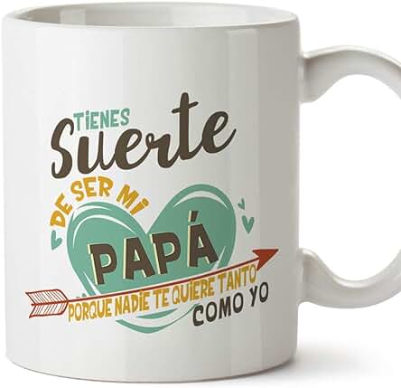 MUGFFINS Taza Papá (Tienes Suerte de ser mi Papá) - Regalos Originales y Divertidos para el Día del Padre