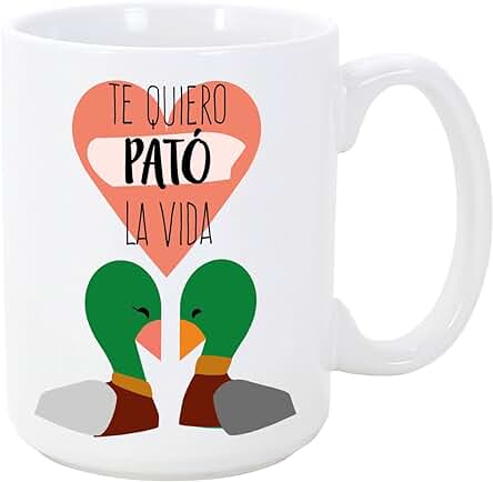 MUGFFINS Taza para Enamorados/San Valentín - Te Quiero Pató la vida - 350 ml - Tazas Desayuno Originales con Frases de Regalo para Novios/novias …