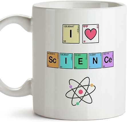 MUGFFINS Taza Química - I LOVE SCIENCE - Tazas de Café para Químicos. Regalos para Químicos, para los Amigos y la Familia - Cerámica - 11oz / 350 ml