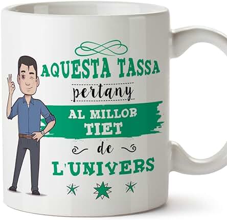 MUGFFINS Taza Tío (En Catalán) - "Aquesta Tassa Pertany al Millor Tiet de L'Univers" - Taza Desayuno Original/Idea Regalo Cumpleaños. Cerámica 350 mL