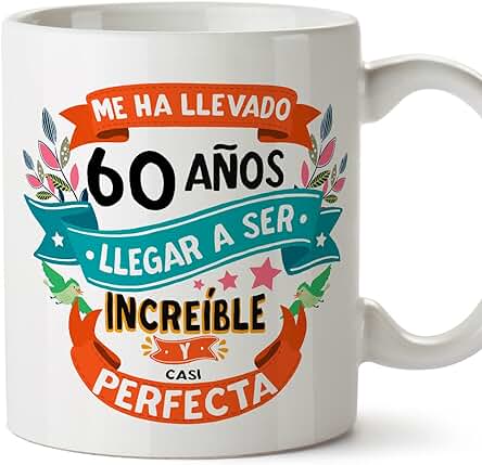 MUGFFINS Tazas 60 Cumpleaños - En Español - Me ha Llevado 60 Años Llegar a ser Increíble - 11 oz - Regalo Original y Divertido