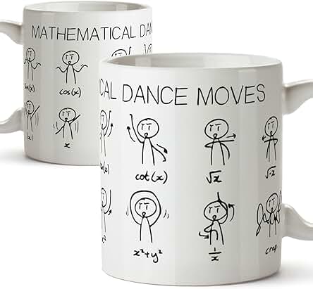 MUGFFINS Tazas de Desayuno Original para Regalar a Matemáticos - Regalo para Amantes de las Matemáticas (1 Unidad) - Mathematics Dance Moves - Cerámica 350 ml