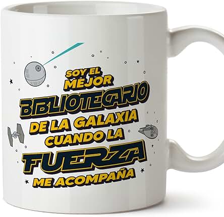 MUGFFINS Tazas para BIBLIOTECARIO Hombre - En Español - Mejor de la Galaxia Cuando Fuerza me Acompaña - 11 oz / 330 ml - Regalo Original y Divertido MUGFFINS Tazas para BIBLIOTECARIO Hombre - En Español - Mejor de la Galaxia Cuando Fuerza me Acompaña - 11 oz / 330 ml - Regalo Original y Divertido