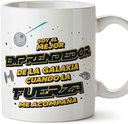 MUGFFINS Tazas para EMPRENDEDOR Hombre - En Español - Mejor de la Galaxia Cuando Fuerza me Acompaña - 11 oz / 330 ml - Regalo Original y Divertido