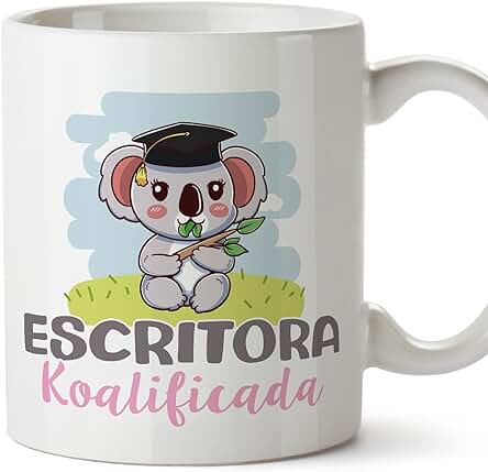 MUGFFINS Tazas para ESCRITORA Mujer - En Español - Koalificado/koalificada - 11 oz / 330 ml - Regalo Original y Divertido