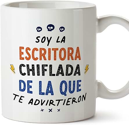 MUGFFINS Tazas para ESCRITORA Mujer - En Español - Todos te Advirtieron - 11 oz / 330 ml - Regalo Original y Divertido