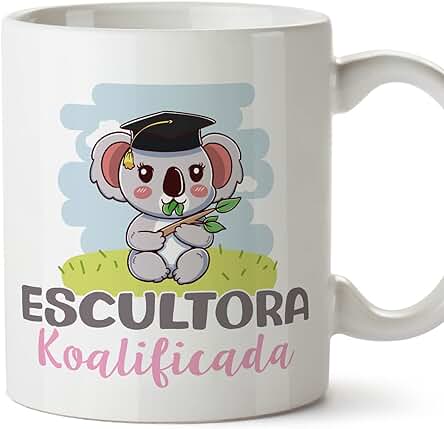 MUGFFINS Tazas para ESCULTORA Mujer - En Español - Koalificado/koalificada - 11 oz / 330 ml - Regalo Original y Divertido