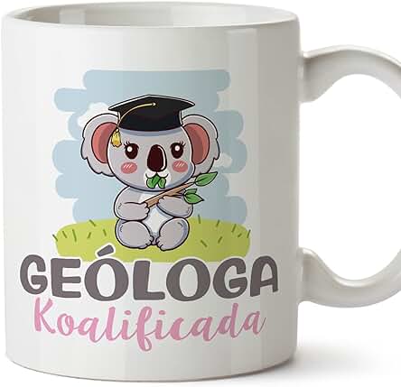 MUGFFINS Tazas para GEÓLOGA Mujer - En Español - Koalificado/koalificada - 11 oz / 330 ml - Regalo Original y Divertido