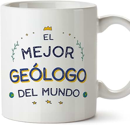 MUGFFINS Tazas para GEÓLOGO Hombre - En Español - Mejor del Mundo - 11 oz / 330 ml - Regalo Original y Divertido