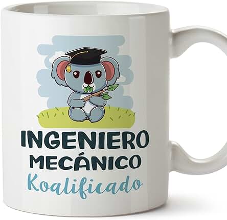 MUGFFINS Tazas para INGENIERO MECÁNICO Hombre - En Español - Koalificado/koalificada - 11 oz / 330 ml - Regalo Original y Divertido