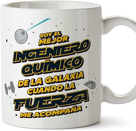 MUGFFINS Tazas para INGENIERO QUÍMICO Hombre - En Español - Mejor de la Galaxia Cuando Fuerza me Acompaña - 11 oz / 330 ml - Regalo Original y Divertido