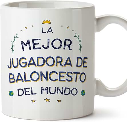 MUGFFINS Tazas para JUGADORA DE BALONCESTO Mujer - En Español - Mejor del Mundo - 11 oz / 330 ml - Regalo Original y Divertido