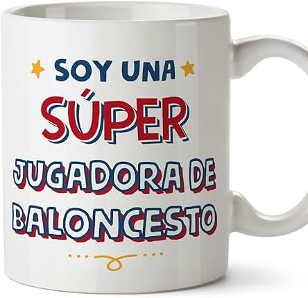 MUGFFINS Tazas para JUGADORA DE BALONCESTO Mujer - En Español - Soy Súper - 11 oz / 330 ml - Regalo Original y Divertido