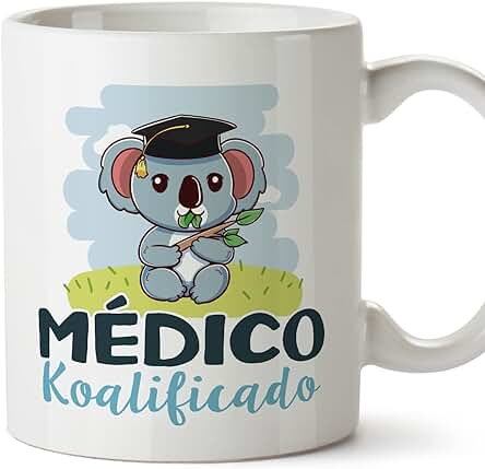 MUGFFINS Tazas para MÉDICO Hombre - En Español - Koalificado/koalificada - 11 oz / 330 ml - Regalo Original y Divertido