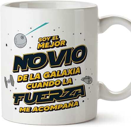 MUGFFINS Tazas para NOVIO - En Español - Mejor Familia Galaxia Cuando Fuerza Acompaña - 11 oz / 330 ml - Regalo Original y Divertido