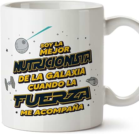 MUGFFINS Tazas para NUTRICIONISTA Mujer - En Español - Mejor de la Galaxia Cuando Fuerza me Acompaña - 11 oz / 330 ml - Regalo Original y Divertido