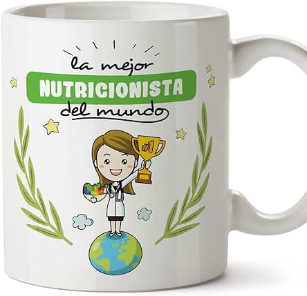 MUGFFINS Tazas para NUTRICIONISTA Mujer - En Español - Mejor del Mundo - 11 oz / 330 ml - Regalo Original y Divertido