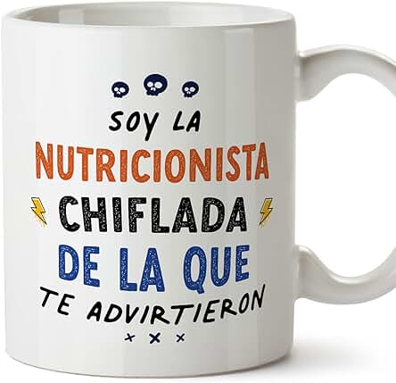 MUGFFINS Tazas para NUTRICIONISTA Mujer - En Español - Todos te Advirtieron - 11 oz / 330 ml - Regalo Original y Divertido