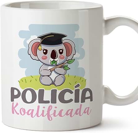 MUGFFINS Tazas para POLICÍA Mujer - En Español - Koalificado/koalificada - 11 oz / 330 ml - Regalo Original y Divertido MUGFFINS Tazas para POLICÍA Mujer - En Español - Koalificado/koalificada - 11 oz / 330 ml - Regalo Original y Divertido