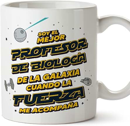 MUGFFINS Tazas para PROFESOR DE BIOLOGÍA Hombre - En Español - Mejor de la Galaxia Cuando Fuerza me Acompaña - 11 oz / 330 ml - Regalo Original y Divertido