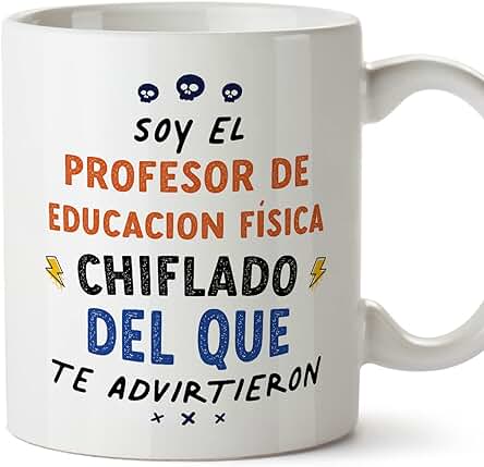 MUGFFINS Tazas para PROFESOR DE EDUCACION FÍSICA Hombre - En Español - Todos te Advirtieron - 11 oz / 330 ml - Regalo Original y Divertido