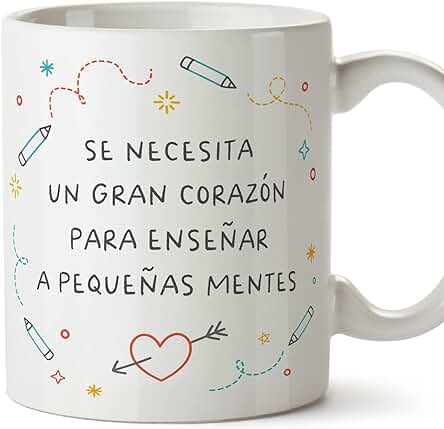 MUGFFINS Tazas para PROFESOR - En Español - Pequeñas Mentes - 11 oz / 330 ml - Regalo Original y Divertido